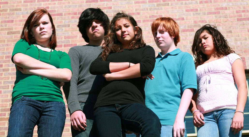 Group Of Unhappy Teens